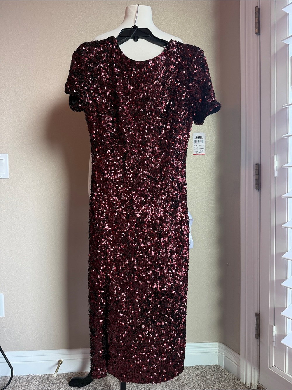Dress the Population Burgundy Sequin Maxi Dress